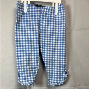 Mayoral blue and white gingham check leggings with bows at cuff size 24 months